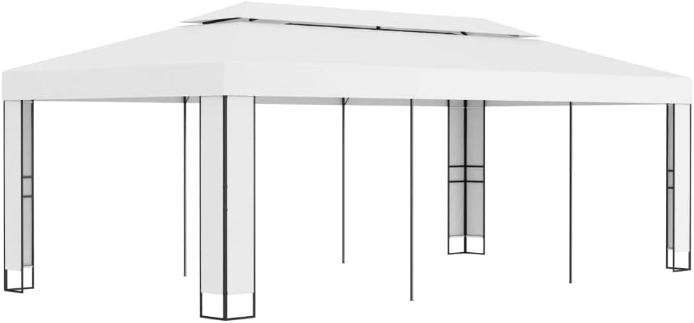 Gazebo with Double Roof,Garden Marquee,Outdoor Marquee,Backyard Gazebo,Grill Gazebo,Wedding Camping Pavilion,for Patio,Backyard,Garden, Patio,Camping Trip, Festival,9.8'x19.6' White