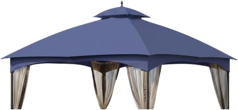 Garden Winds Reinforced RipLock 350 Replacement Canopy Top Cover Compatible with Massillon Biscayne 10' x 12' Gazebo Model L-GZ933PST – True Navy