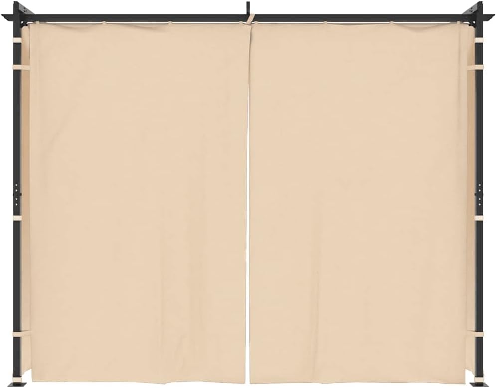 vidaXL Gazebo with Curtains - Cream Steel Outdoor Shelter, Water and UV Resistant, Ideal for Parties, Picnics and BBQs, Easy Assembly, Dimensions: 118.1' x 118.1' x 90.6'