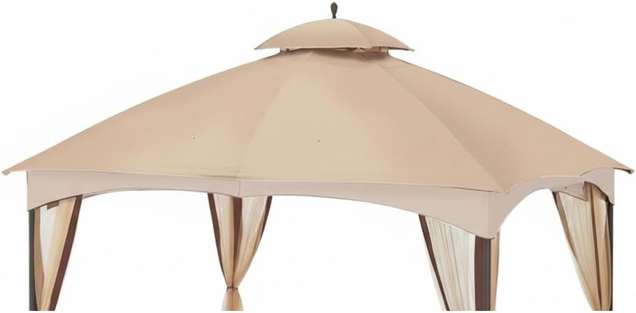 Garden Winds Reinforced RipLock 350 Replacement Canopy Top Cover Compatible with Massillon Biscayne 10' x 12' Gazebo Model L-GZ933PST - Beige