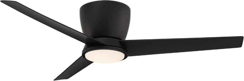 Casa Vieja 52' Auria Modern Outdoor 3 Blade Hugger Ceiling Fan with Dimmable LED Light Remote Control Matte Black Opal Glass Damp Rated for Patio Exterior House Home Porch Gazebo Garage