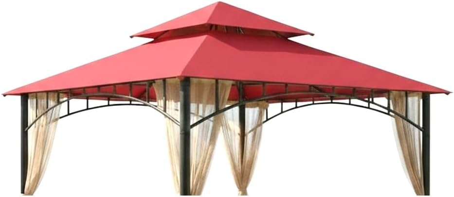 Garden Winds Reinforced Replacement Canopy Top Cover Compatible with The L-GZ136PST and L-GZ136PST-2 Madaga 10' x 10' Gazebo - Classic Red, Riplock 350