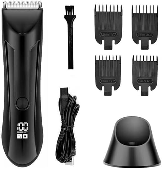 Hair Clippers for Men, Electric Body Hair Trimmer Shaver Waterproof Groin for Men Ball USB Recharge Dock Grooming Kit