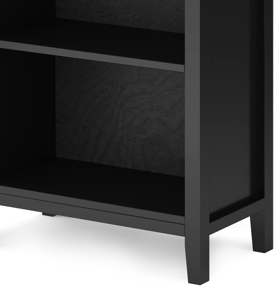 SIMPLIHOME Artisan TV Stand and Bookcase Bundle - 72 inch Wide Solid Wood TV Cabinet and 26 inch Wide Solid Wood Bookcases in Black, Contemporary Living Room Entertainment Bundle, Set of 3