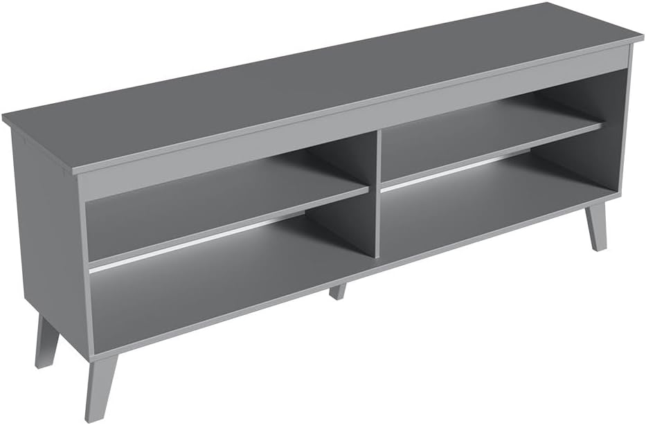 Madesa TV Stand Unit with 4 Shelves and Cable Management for 55, 65 Inch Media 1 Storage Gaming Media Console Living Room and Bedroom Entertainment Center Modern Wooden Television Cabinet - Grey