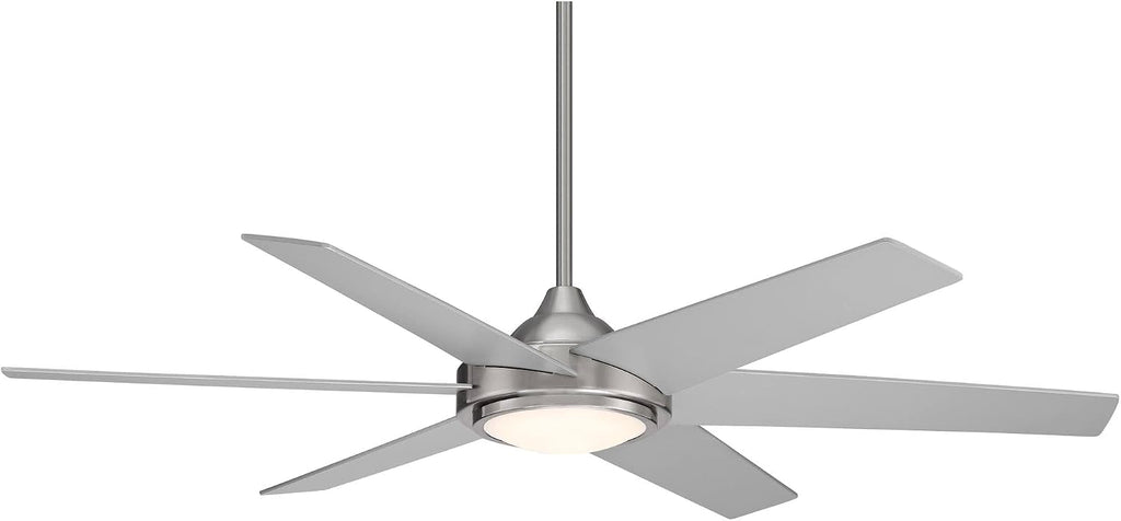 Casa Vieja 56' Estate Modern 6 Blade Indoor Outdoor Ceiling Fan with Light LED Remote Control Brushed Nickel White Diffuser Damp Rated for Patio Exterior House Porch Gazebo Garage