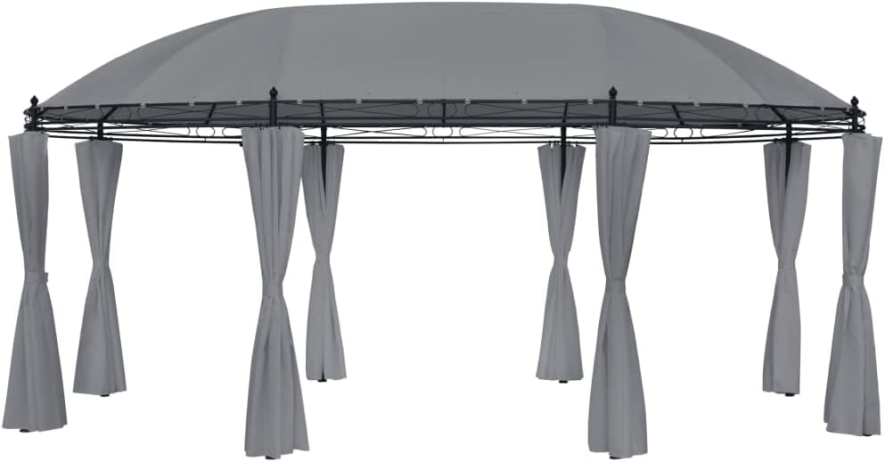 vidaXL Gazebo, Canopy Tent with Sidewall Curtains, Patio Pavilion with Steel Frame, Sunshade Wedding Party Tent for Garden Beach, Anthracite