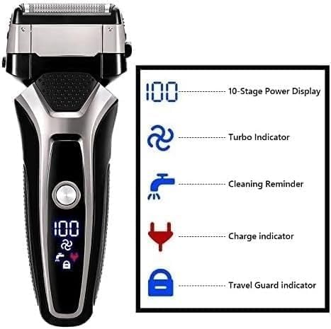 Men's Shaver, USB Rechargeable Electric Shaver Stainless Steel Shaving Machine for Men 3D Triple Floating Blade Razor Shaver Barber Electric