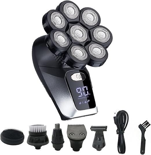 Electric Shavers for Bald Men, Multifunctional 8D Bald Head Shaver 6 in 1 Electric Razor Head Shavers for Bald Men LED Display Electric Shavers
