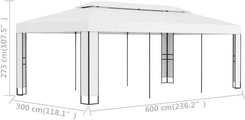 Gazebo with Double Roof,Garden Marquee,Outdoor Marquee,Backyard Gazebo,Grill Gazebo,Wedding Camping Pavilion,for Patio,Backyard,Garden, Patio,Camping Trip, Festival,9.8'x19.6' White