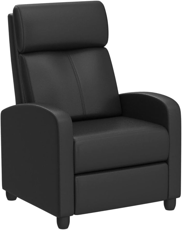 Yaheetech 2-Seat Reclining Chair Leather Recliner Sofa Modern Chaise Couch Lounger Sofa for Living Room Home Theater Black