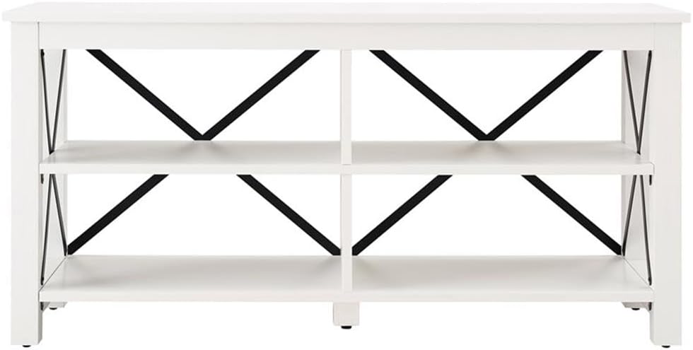Henn&Hart Rectangular TV Stand for TV's up to 55' in White, TV Stands for the Living Room
