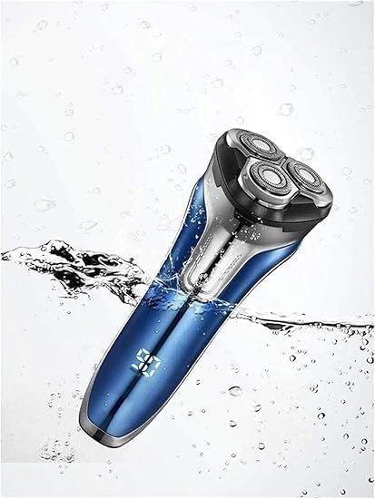 Electric Razor, Rechargeable Electric Shaver 100% Waterproof Wet & Dry Rotary Shavers for Men Electric Shaving Razors with Pop-up Trimmer, LED Display