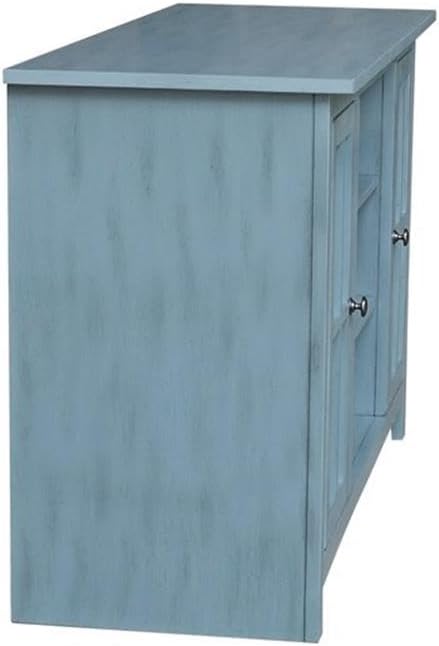 IC INTERNATIONAL CONCEPTS Entertainment/TV Stand with Open Shelves and 2 Doors in Ocean Blue - 48' Height