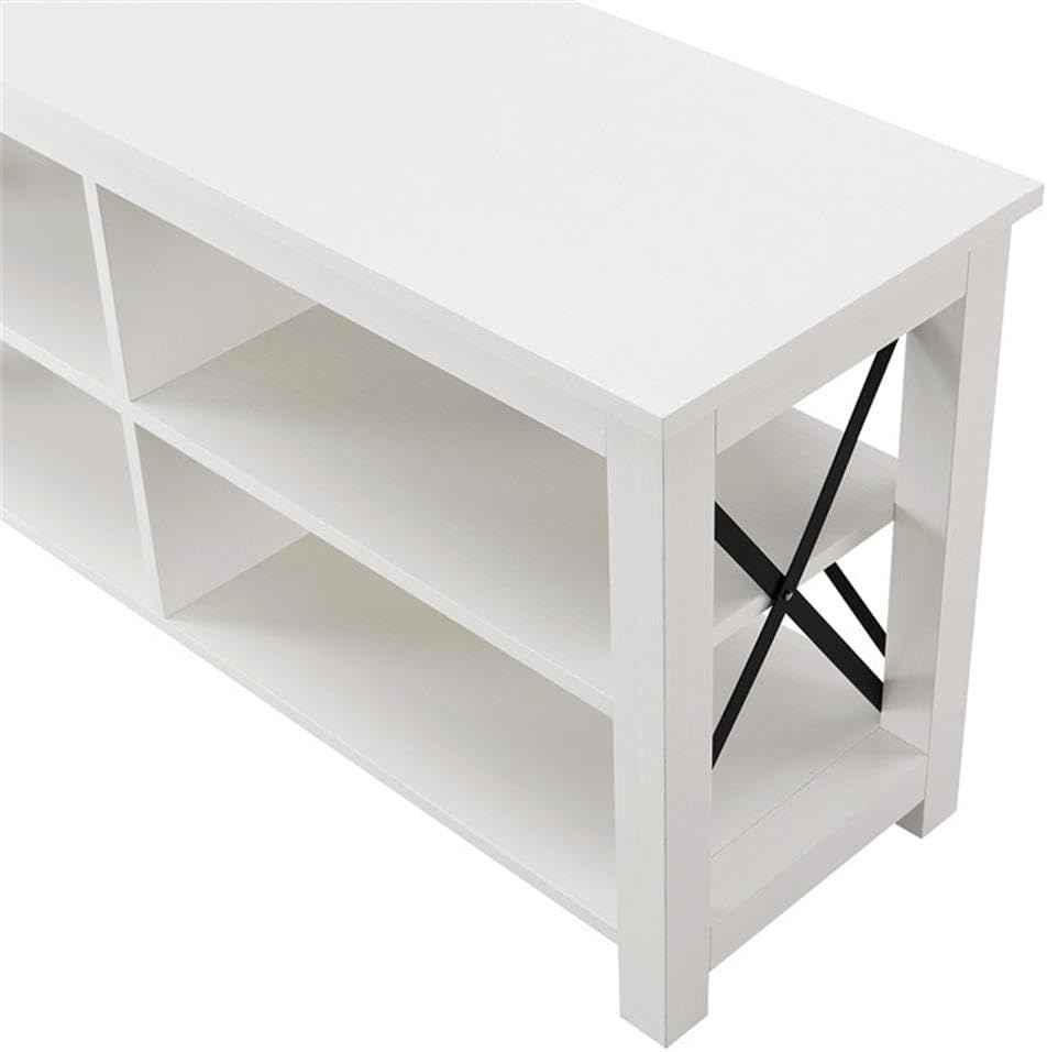Henn&Hart Rectangular TV Stand for TV's up to 55' in White, TV Stands for the Living Room