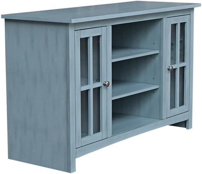 IC INTERNATIONAL CONCEPTS Entertainment/TV Stand with Open Shelves and 2 Doors in Ocean Blue - 48' Height