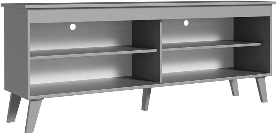 Madesa TV Stand Unit with 4 Shelves and Cable Management for 55, 65 Inch Media 1 Storage Gaming Media Console Living Room and Bedroom Entertainment Center Modern Wooden Television Cabinet - Grey
