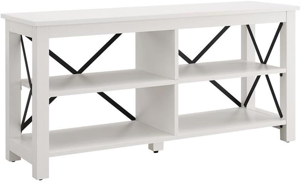 Henn&Hart Rectangular TV Stand for TV's up to 55' in White, TV Stands for the Living Room