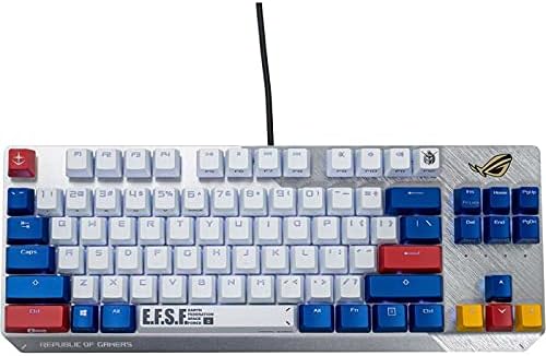 ASUS ROG Strix Scope TKL Gundam Edition (Limited Edition, Designed for FPS Games, Tenkeyless Layout, Customizable RGB Lighting, Cherry MX Blue Switches, Aluminum Frame, and Aura Sync Lighting)