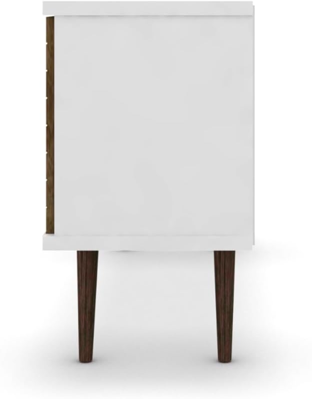 Manhattan Comfort Liberty Mid Century Modern TV Stand for Televisions up to 50 Inches, Bedroom and Living Room Entertainment Center with Storage, Shelves, and Cabinet, 53' Wide, White/Rustic