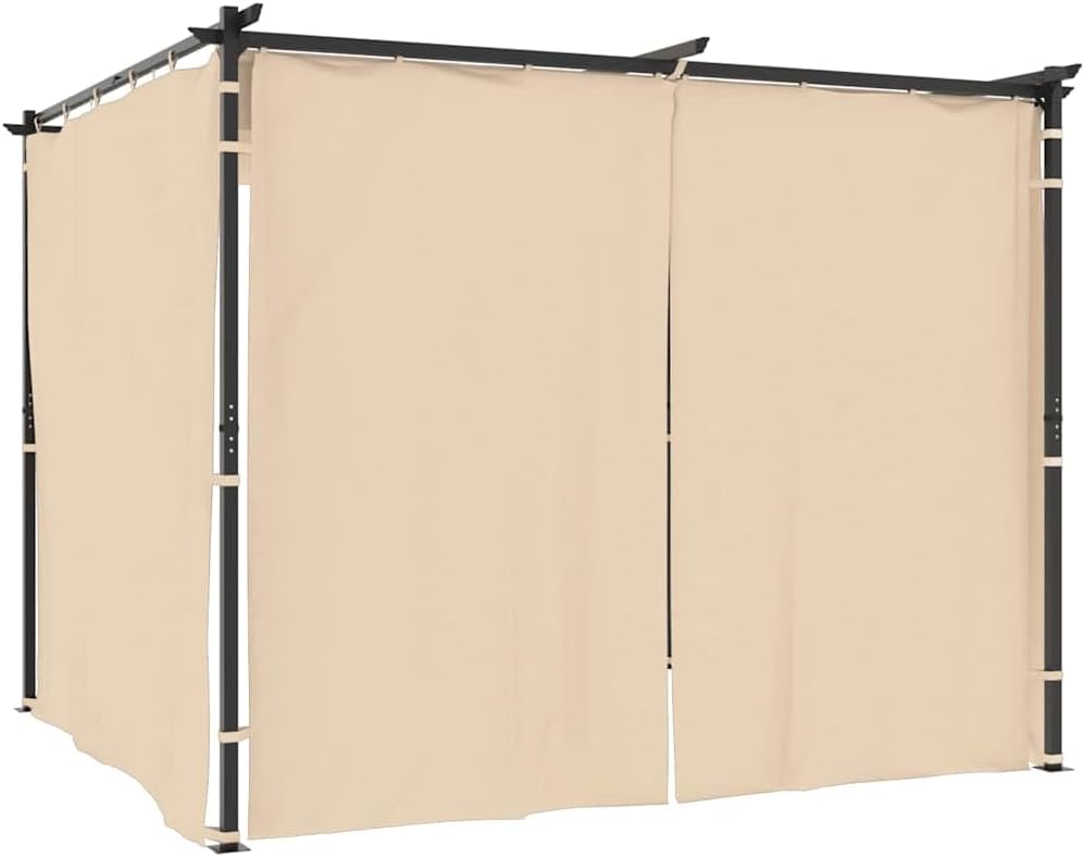 vidaXL Gazebo with Curtains - Cream Steel Outdoor Shelter, Water and UV Resistant, Ideal for Parties, Picnics and BBQs, Easy Assembly, Dimensions: 118.1' x 118.1' x 90.6'
