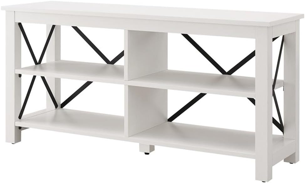 Henn&Hart Rectangular TV Stand for TV's up to 55' in White, TV Stands for the Living Room