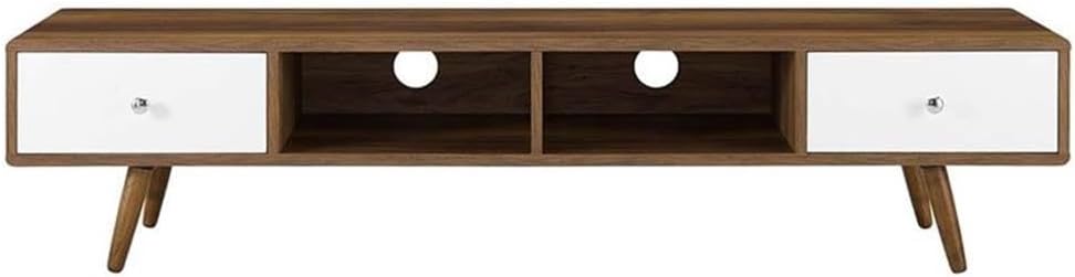 Modway Transmit 70' Media Console Wood TV Stand, 70 Inch, Walnut White