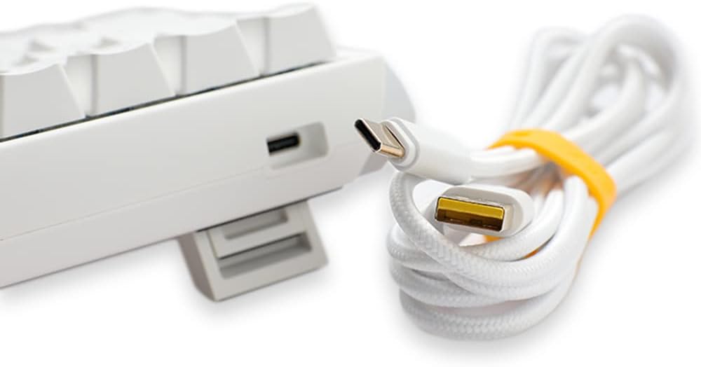 Ducky One 3 White 60% Mechanical Keyboard: Quack Mechanics Dampening, Hot-Swappable Cherry Silent Red Switches, High-Density PBT Doubleshot Keycaps, RGB, US, White