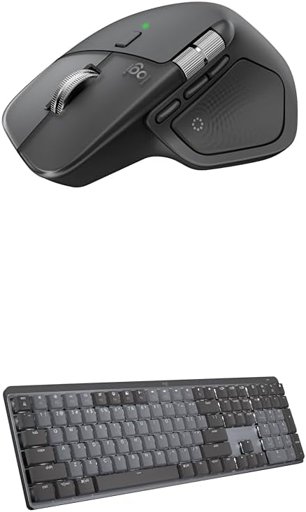 Logitech MX Master 4 Ergonomic Wireless Bluetooth Mouse with Haptic Feedback + MX Mechanical Wireless Illuminated Keyboard with Tactile Quiet Switches - USB-C, Windows, Linux, Chrome, Mac - Graphite