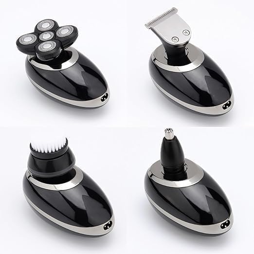 Electric Shavers for Bald Men, 4 in 1 Electric Shaver Beard Trimmer Razor Nose Trimmer Grooming Kit Waterproof Rechargeable Shaving Machine for Men