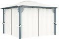vidaXL Gazebo with Curtain - Aluminum Frame, Cream-Colored, Oxford Fabric Roof, Includes Side Curtains and Mesh Screens, Ideal for Outdoors, Dinners, BBQs, Gatherings