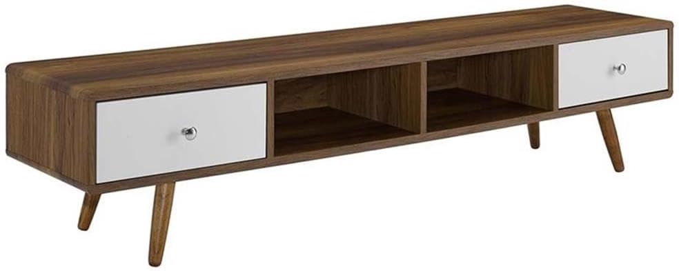 Modway Transmit 70' Media Console Wood TV Stand, 70 Inch, Walnut White