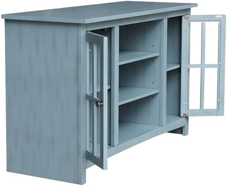 IC INTERNATIONAL CONCEPTS Entertainment/TV Stand with Open Shelves and 2 Doors in Ocean Blue - 48' Height