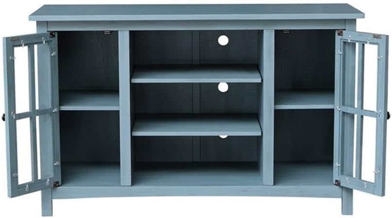 IC INTERNATIONAL CONCEPTS Entertainment/TV Stand with Open Shelves and 2 Doors in Ocean Blue - 48' Height