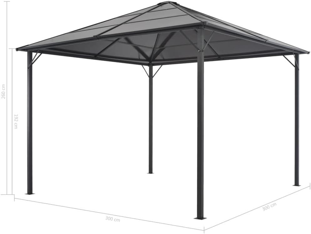 vidaXL Black Pavilion Gazebo with Curtains, Elegant Design, UV-Resistant Roof, Rust-Resistant Aluminum and Steel Frame, 4 Sidewalls, Easy to Assemble