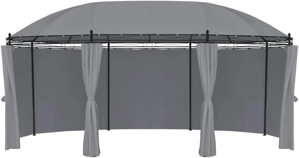 vidaXL Gazebo, Canopy Tent with Sidewall Curtains, Patio Pavilion with Steel Frame, Sunshade Wedding Party Tent for Garden Beach, Anthracite