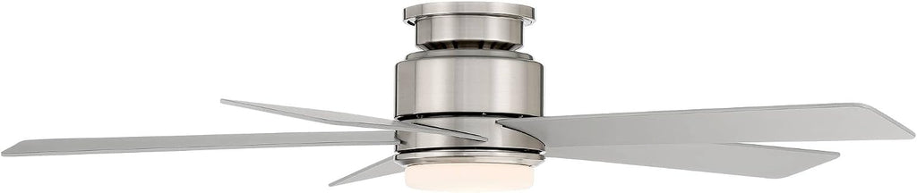 Casa Vieja 52' Grand Palm Modern Outdoor Hugger Ceiling Fan with Dimmable LED Light Remote Control Brushed Nickel White Opal Glass Damp Rated for Patio Exterior House Porch Gazebo Garage