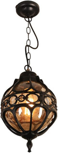 Retro Outdoor Pendant Light Industrial Vintage Outside Waterproof Ceiling Hanging Light Globe Glass Lampshade Aluminum Chandelier for Porch Garden Patio Farmhouse (Black,23cm)