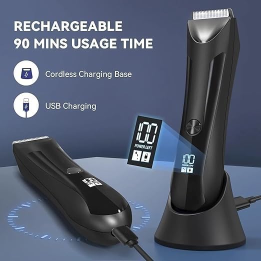 Hair Clippers for Men, Electric Body Hair Trimmer Shaver Waterproof Groin for Men Ball USB Recharge Dock Grooming Kit