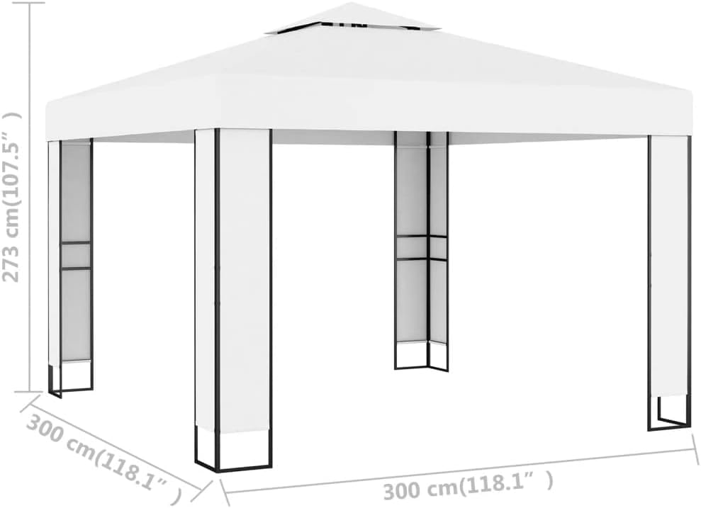 Gazebo with Double Roof,Garden Marquee,Outdoor Marquee,Backyard Gazebo,Grill Gazebo,Wedding Camping Pavilion,for Patio,Backyard,Garden, Patio,Camping Trip, Festival,9.8'x9.8' White