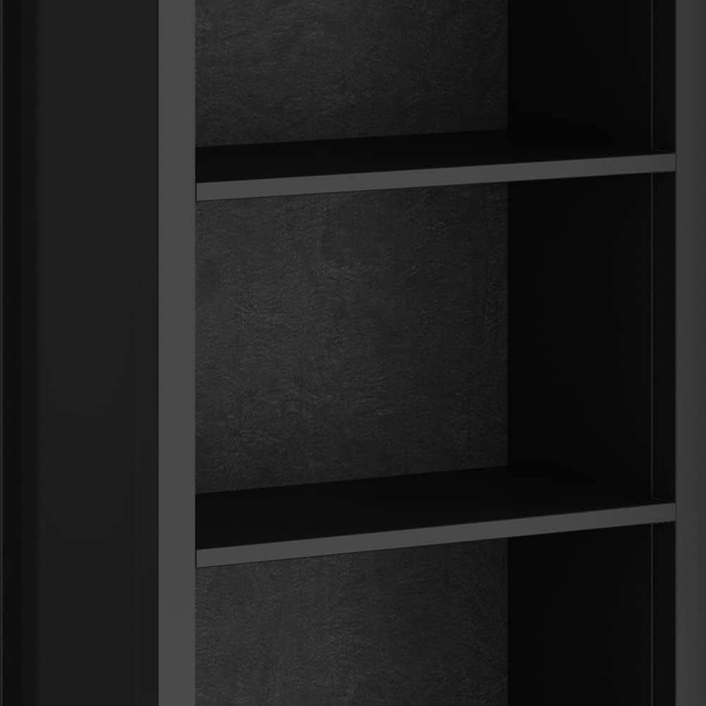 SIMPLIHOME Artisan TV Stand and Bookcase Bundle - 72 inch Wide Solid Wood TV Cabinet and 26 inch Wide Solid Wood Bookcases in Black, Contemporary Living Room Entertainment Bundle, Set of 3