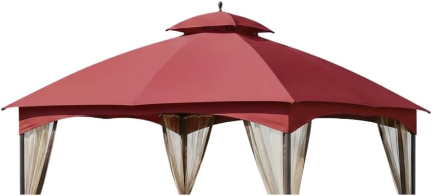 Garden Winds Reinforced RipLock 350 Replacement Canopy Top Cover Compatible with Massillon Biscayne 10' x 12' Gazebo Model L-GZ933PST - Cinnabar