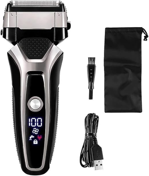 Men's Shaver, USB Rechargeable Electric Shaver Stainless Steel Shaving Machine for Men 3D Triple Floating Blade Razor Shaver Barber Electric