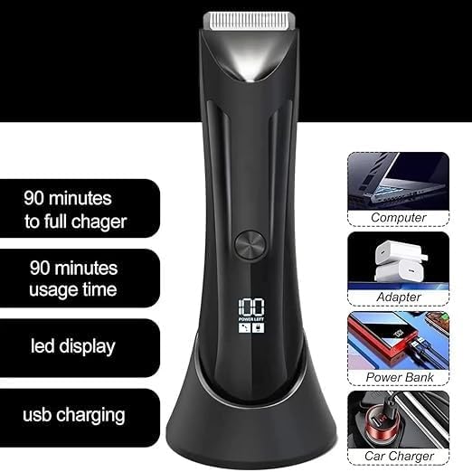 Hair Clippers for Men, Electric Body Hair Trimmer Shaver Waterproof Groin for Men Ball USB Recharge Dock Grooming Kit