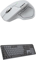 Logitech MX Master 4 for Mac Wireless Bluetooth Mouse with Haptic Feedback + MX Mechanical Wireless Illuminated Keyboard with Tactile Quiet Switches - USB-C, Windows, Linux, Chrome, Mac - White Silver