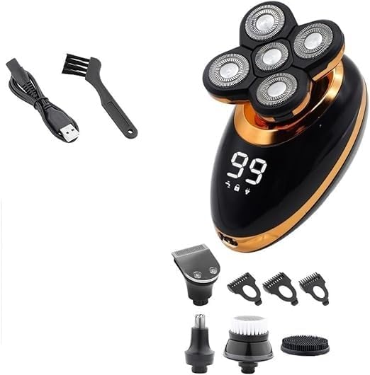 Electric Razor for Men, 5 in 1 Men's Electric Shaver Portable Beard Trimmer Hair Clipper USB Rechargeable Waterproof LCD Bald Razor