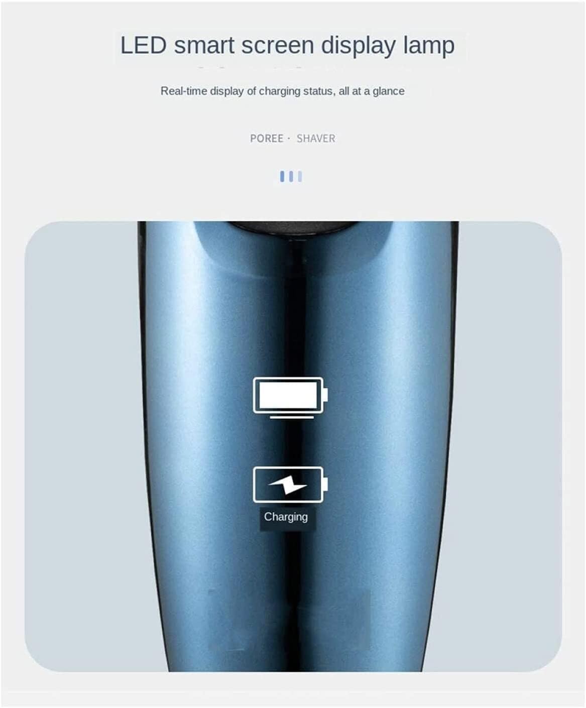 Rechargeable Waterproof IPX7 Electric Shaver Wet & Dry Rotary Shavers for Men Electric Shaving Razors with Pop-up Trimmer, Blue
