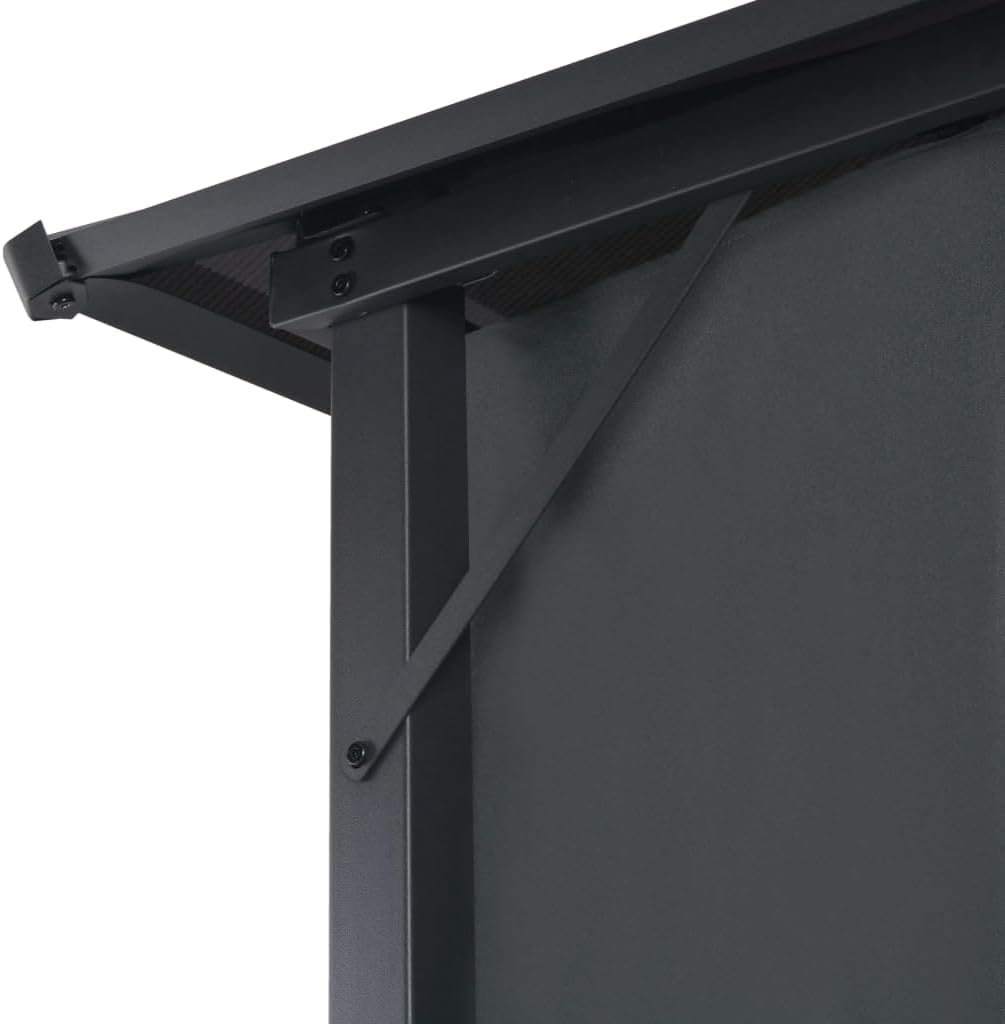 vidaXL Black Pavilion Gazebo with Curtains, Elegant Design, UV-Resistant Roof, Rust-Resistant Aluminum and Steel Frame, 4 Sidewalls, Easy to Assemble