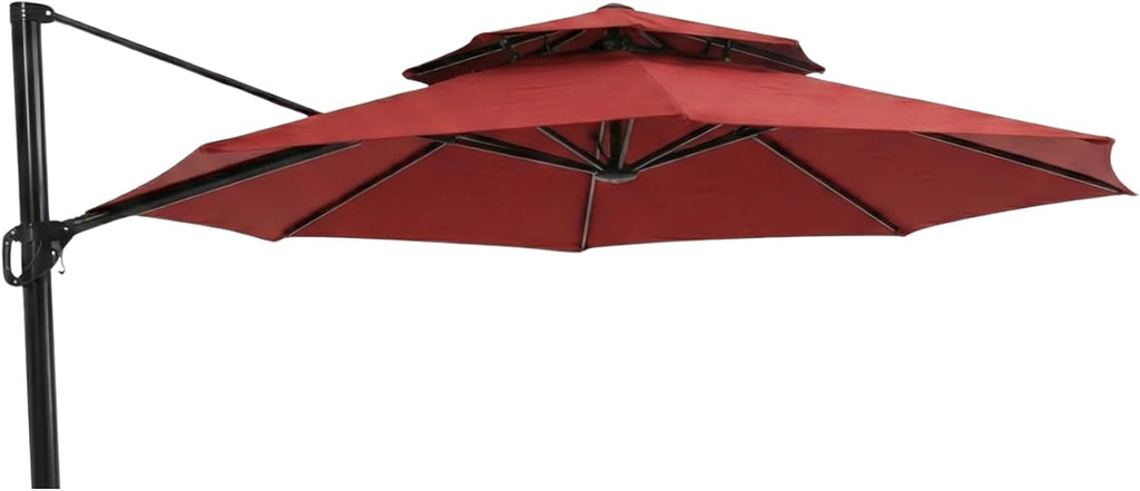 Garden Winds Reinforced RipLock 350 Replacement Canopy Top Cover Compatible with Garden Treasures 11' Offset Umbrella Models YJAF-819R, YJAF-819D, YJAF-81903A, YJAF-81903B, YJAF-81903C - Cinnabar
