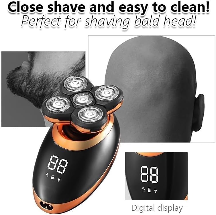 Electric Shavers for Men, 5 in 1 Electric Shaver for Men Beard Hair Trimmer Electric Razor 5D Floating 5 Blade Heads Electric Nose Hair Trimmer LCD Display